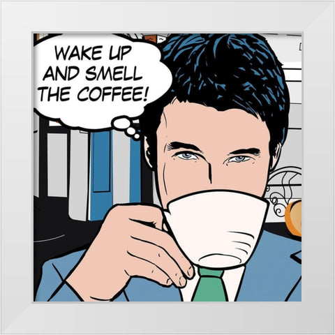 Java Comic I White Modern Wood Framed Art Print by Fischer, David