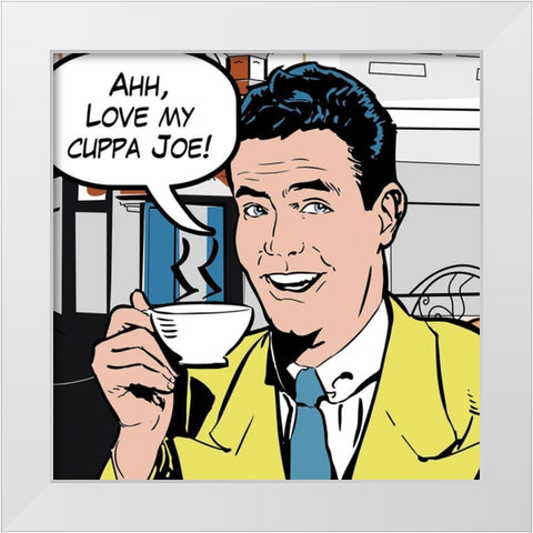 Java Comic II White Modern Wood Framed Art Print by Fischer, David