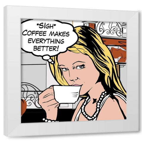 Java Comic III White Modern Wood Framed Art Print by Fischer, David