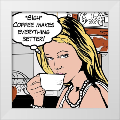 Java Comic III White Modern Wood Framed Art Print by Fischer, David