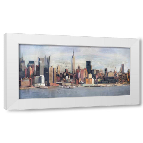 New York Skyline White Modern Wood Framed Art Print by Fischer, David