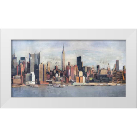 New York Skyline White Modern Wood Framed Art Print by Fischer, David