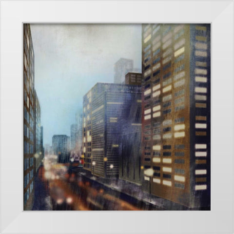 Twilight City White Modern Wood Framed Art Print by Fischer, David
