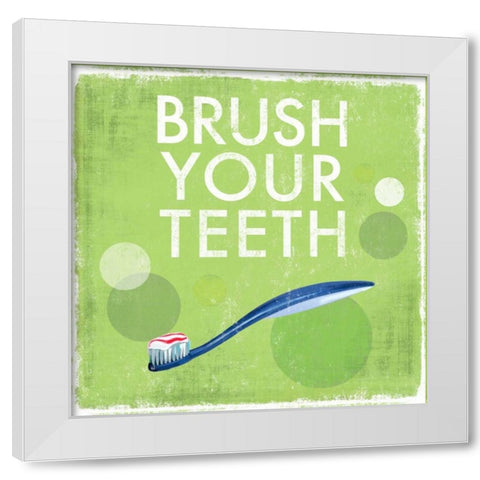 Brush your Teeth White Modern Wood Framed Art Print by Fontaine, Drako