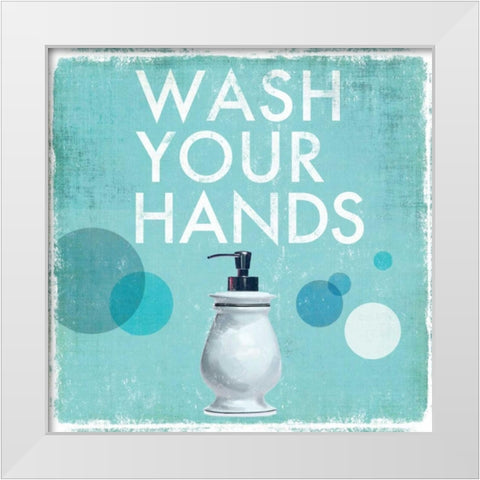 Wash Your Hands White Modern Wood Framed Art Print by Fontaine, Drako
