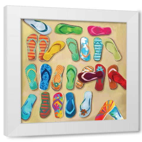 Flip Flops I White Modern Wood Framed Art Print by Fontaine, Drako