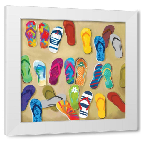 Flip Flops II White Modern Wood Framed Art Print by Fontaine, Drako