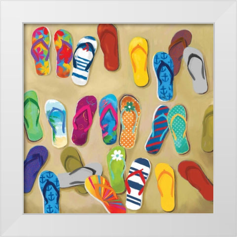 Flip Flops II White Modern Wood Framed Art Print by Fontaine, Drako