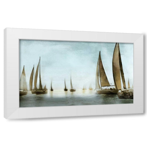 Golden Sails White Modern Wood Framed Art Print by Fontaine, Drako