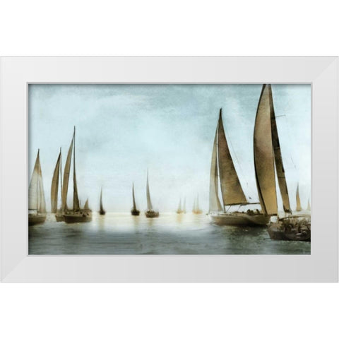 Golden Sails White Modern Wood Framed Art Print by Fontaine, Drako
