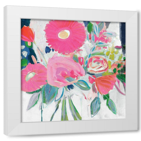 Fresh Florals I White Modern Wood Framed Art Print by Zaman, Farida