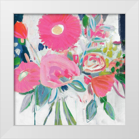 Fresh Florals I White Modern Wood Framed Art Print by Zaman, Farida