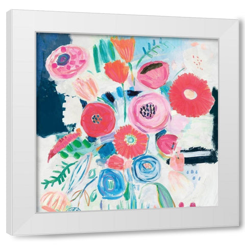 Fresh Florals II White Modern Wood Framed Art Print by Zaman, Farida
