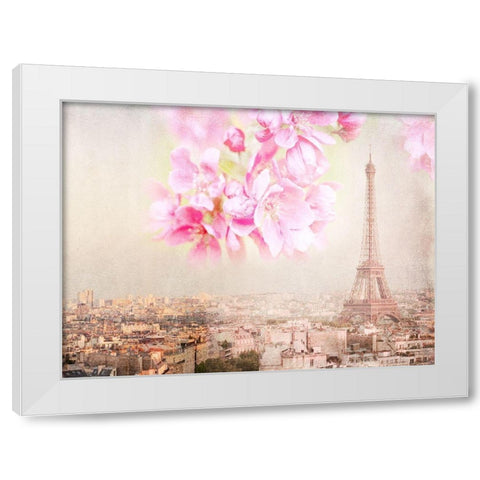 Tour Eiffel Rose White Modern Wood Framed Art Print by Lane, Georgianna