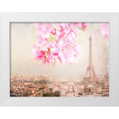 Tour Eiffel Rose White Modern Wood Framed Art Print by Lane, Georgianna