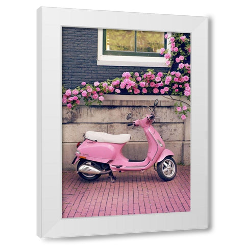 Vespa White Modern Wood Framed Art Print by Lane, Georgianna