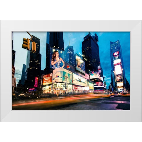 Times Square Rays of Light II White Modern Wood Framed Art Print by Gaudet, Guilliame