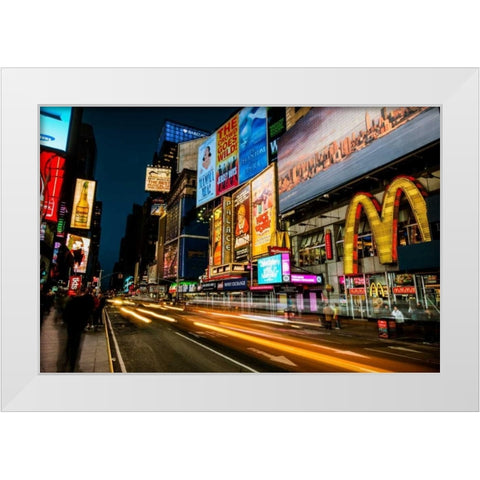 Times Square Rays of Light IV White Modern Wood Framed Art Print by Gaudet, Guilliame
