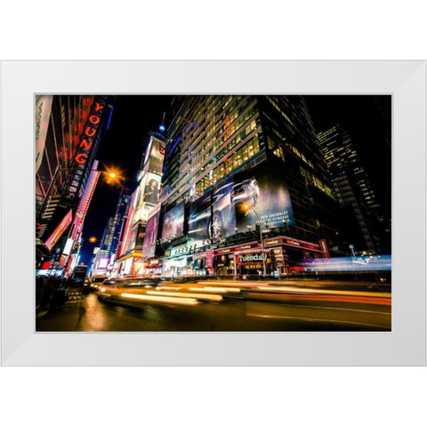 Times Square Rays of Light VI White Modern Wood Framed Art Print by Gaudet, Guilliame