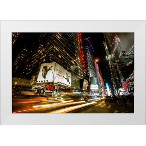 Times Square Rays of Light VII White Modern Wood Framed Art Print by Gaudet, Guilliame