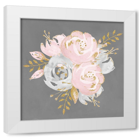 Floral Bouquet On Gray White Modern Wood Framed Art Print by Nature Magick