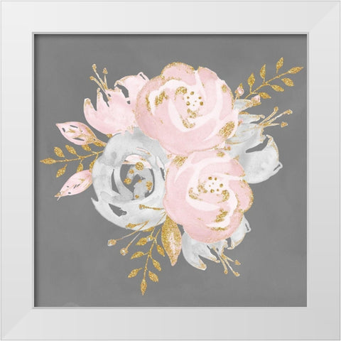 Floral Bouquet On Gray White Modern Wood Framed Art Print by Nature Magick