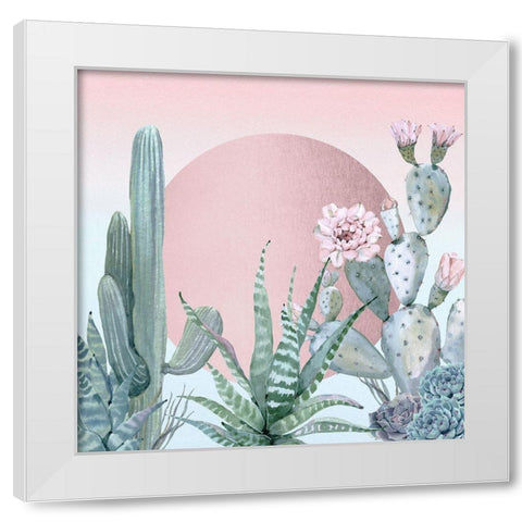 Desert Sunset Cactuses and Succulents White Modern Wood Framed Art Print by Nature Magick