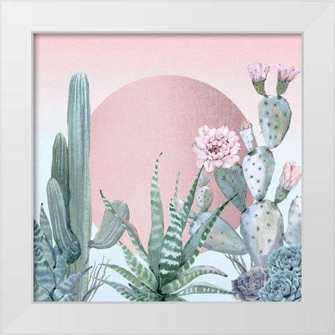 Desert Sunset Cactuses and Succulents White Modern Wood Framed Art Print by Nature Magick