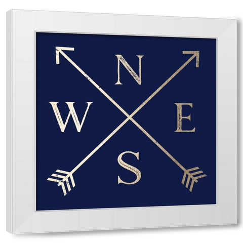 Compass Gold on Navy White Modern Wood Framed Art Print by Nature Magick