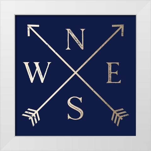 Compass Gold on Navy White Modern Wood Framed Art Print by Nature Magick