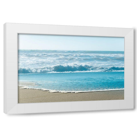 Turquoise Sea Water Beach Landscape White Modern Wood Framed Art Print by Nature Magick