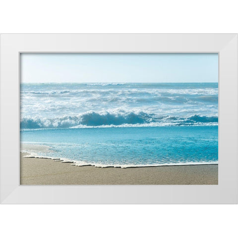 Turquoise Sea Water Beach Landscape White Modern Wood Framed Art Print by Nature Magick
