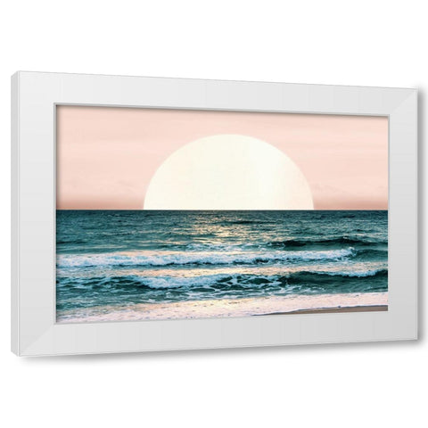 Summer Ocean Sunset White Modern Wood Framed Art Print by Nature Magick