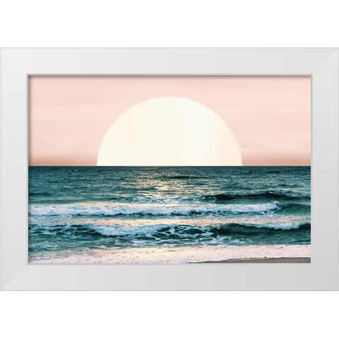Summer Ocean Sunset White Modern Wood Framed Art Print by Nature Magick