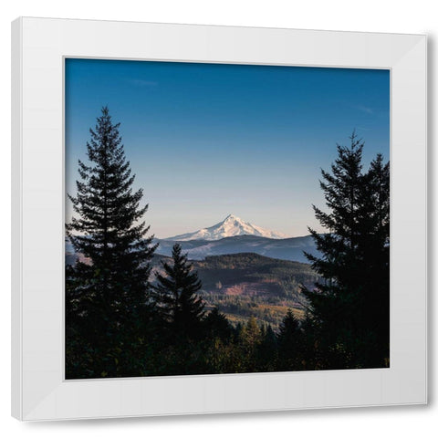 Mountain Through the Forest White Modern Wood Framed Art Print by Nature Magick