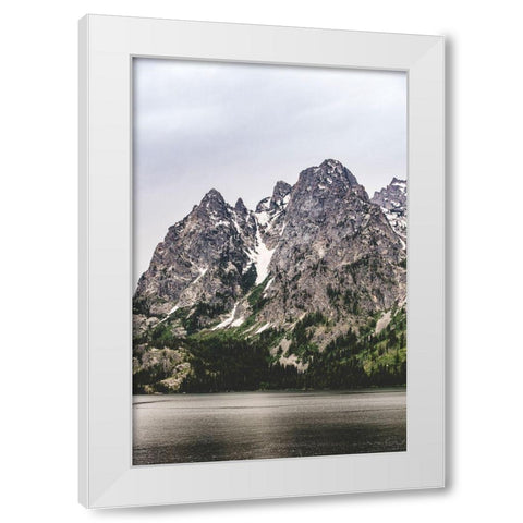 Mountain Lake and Forest White Modern Wood Framed Art Print by Nature Magick