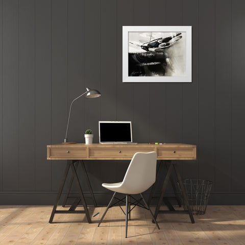 Midnight Abstract IV White Modern Wood Framed Art Print by Guna Bianka