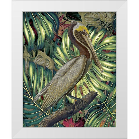 Jungled Pelican White Modern Wood Framed Art Print by Hunziker, Steve