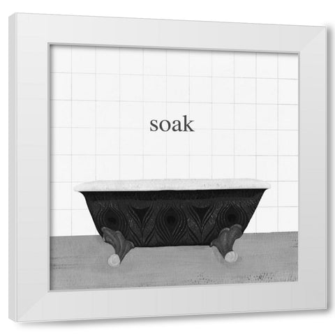 Peacock Bath I White Modern Wood Framed Art Print by Hopfensperger