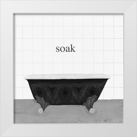 Peacock Bath I White Modern Wood Framed Art Print by Hopfensperger