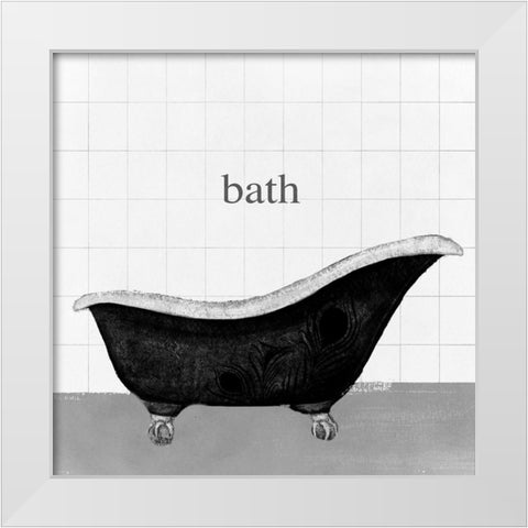 Peacock Bath II White Modern Wood Framed Art Print by Hopfensperger