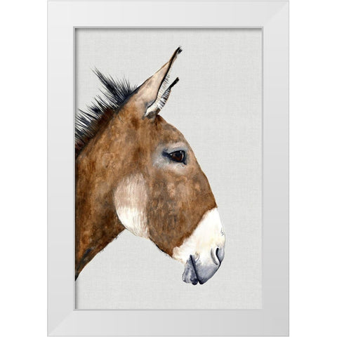 Brown DonkeyÂ  White Modern Wood Framed Art Print by Hatfield, Jodi