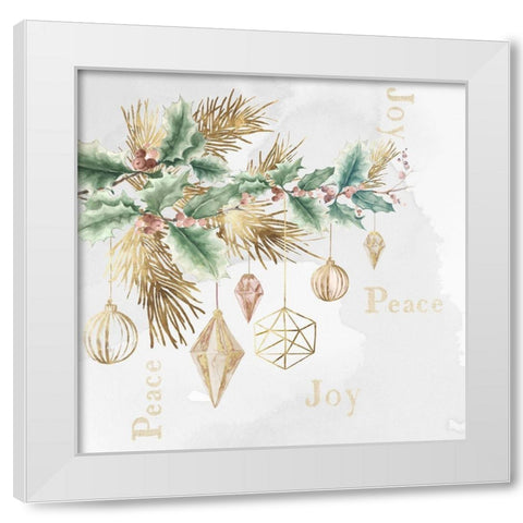 Peace and Joy Branch  White Modern Wood Framed Art Print by PI Studio