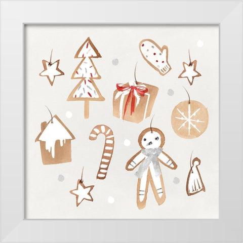 Ginger Bread Cookies I  White Modern Wood Framed Art Print by PI Studio