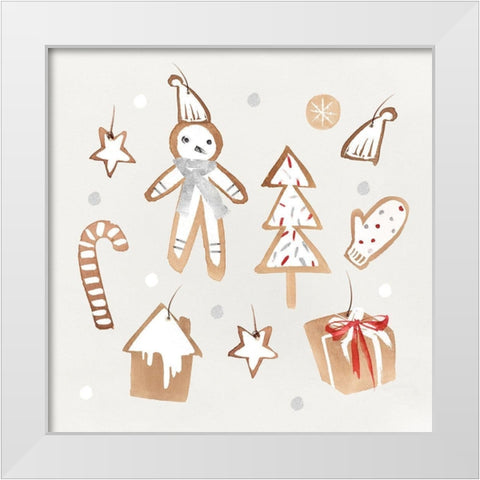 Ginger Bread Cookies II  White Modern Wood Framed Art Print by PI Studio