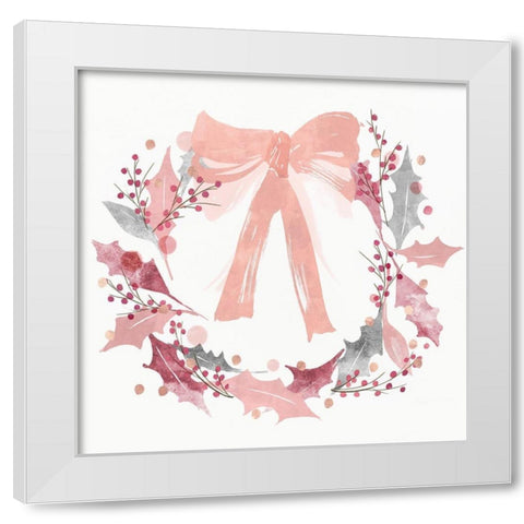 Blushing Wreath White Modern Wood Framed Art Print by PI Studio