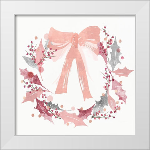 Blushing Wreath White Modern Wood Framed Art Print by PI Studio