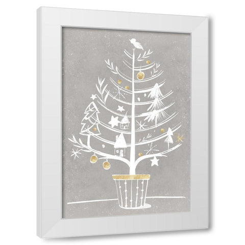 White Ornament Tree I  White Modern Wood Framed Art Print by PI Studio