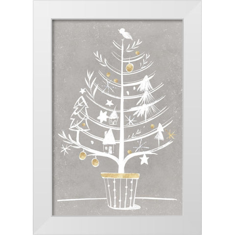 White Ornament Tree I  White Modern Wood Framed Art Print by PI Studio