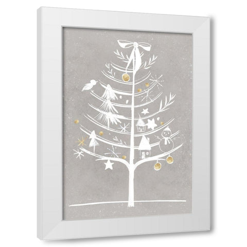 White Ornament Tree II  White Modern Wood Framed Art Print by PI Studio